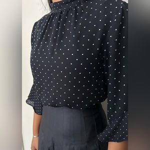 H&M NAVY& WHITE POLKA DOT BLOUSE
